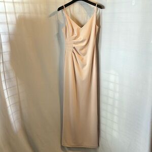 DB Studio David's Bridal Maxi Dress Bridesmaid Wedding Formal  Neutral Beige 0